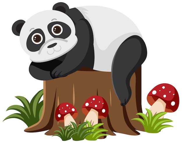 Lindo oso panda en estilo de dibujos animados plana
