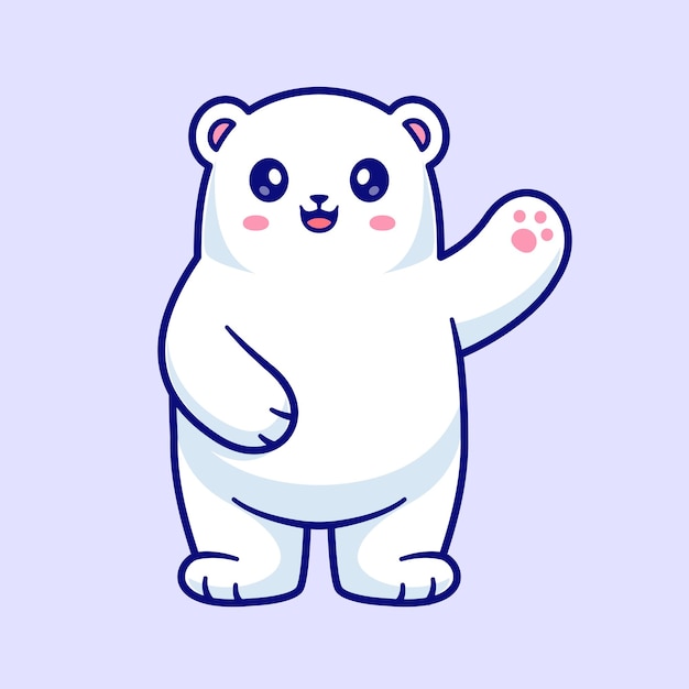 El lindo oso polar agita la mano de dibujos animados Icono vectorial Ilustración Icono de la naturaleza animal Icono aislado plano