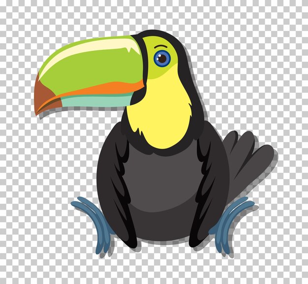 Lindo pájaro tucán en estilo de dibujos animados plana