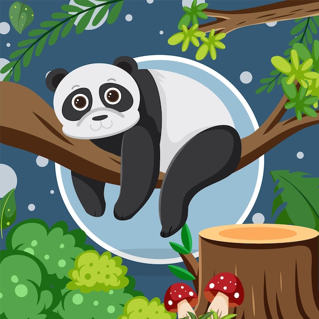 Vector gratuito lindo panda en estilo de dibujos animados plana