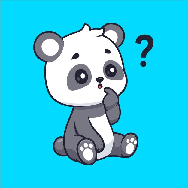 Lindo Panda Pensando Y Confundido Dibujos Animados Vector Icono Ilustración Animal Naturaleza Icono Aislado Plano