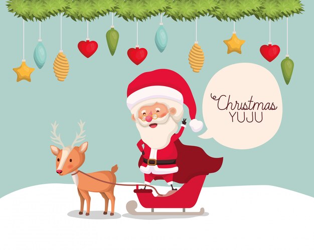 Lindo Papá Noel con personaje de reno.