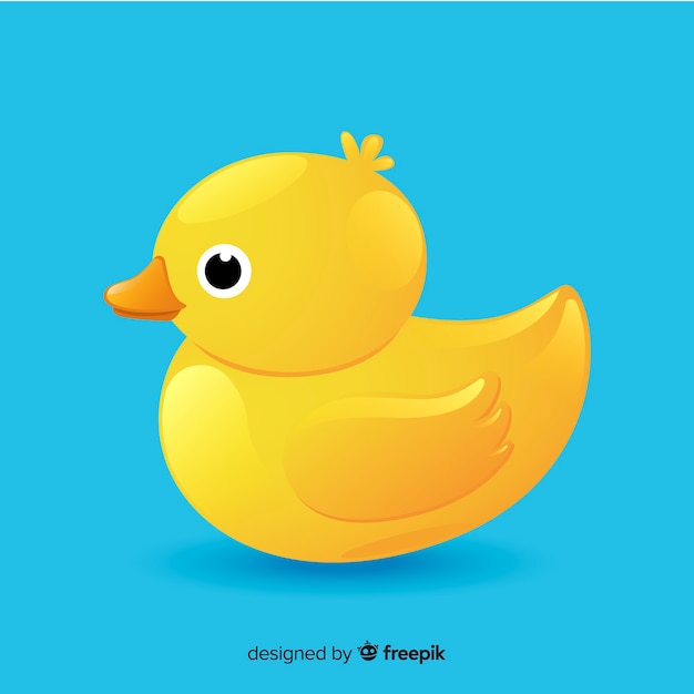 Vector gratuito lindo pato de goma amarillo ilustrado