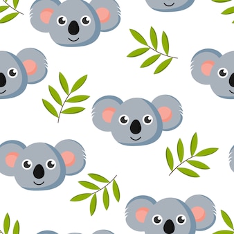 Lindo De Patrones Sin Fisuras Con Dibujos Animados Bebe Koala Vector Premium Lindo De Patrones Sin Fisuras Con Dibujos Animados Bebe Koala Vector Premium