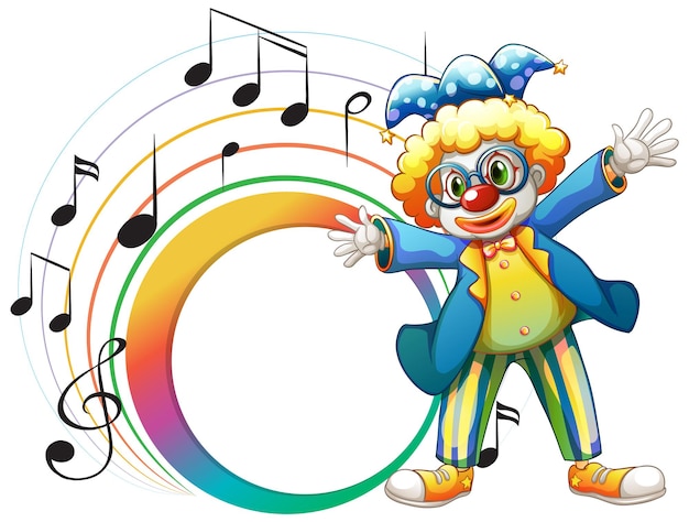 Vector gratuito lindo payaso con plantilla de nota musical en blanco