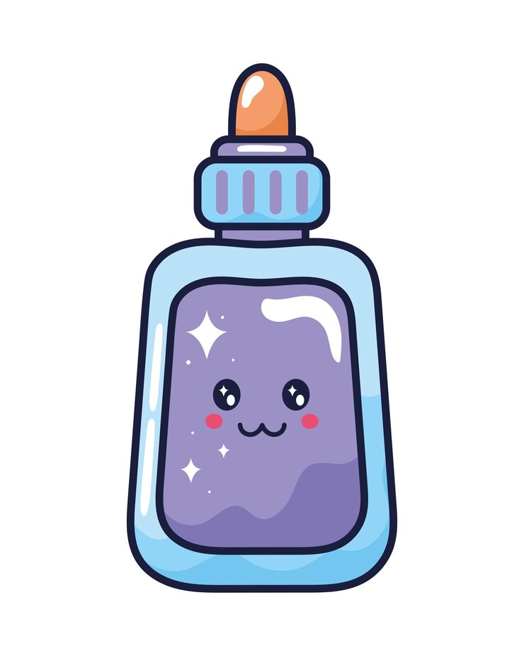 Vector gratuito lindo pegamento para botellas de plástico