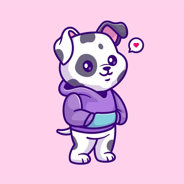 Lindo perro dálmata con capucha Dibujos animados Vector Icono Ilustración Animal Moda Icono aislado