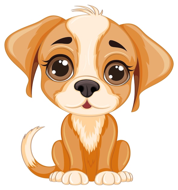 Vector gratuito lindo perro de dibujos animados aislado sentado