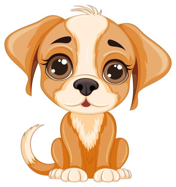 Lindo perro de dibujos animados aislado sentado