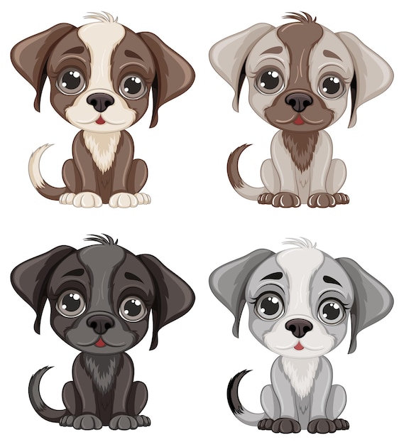 Vector gratuito lindo perro de dibujos animados aislado sentado