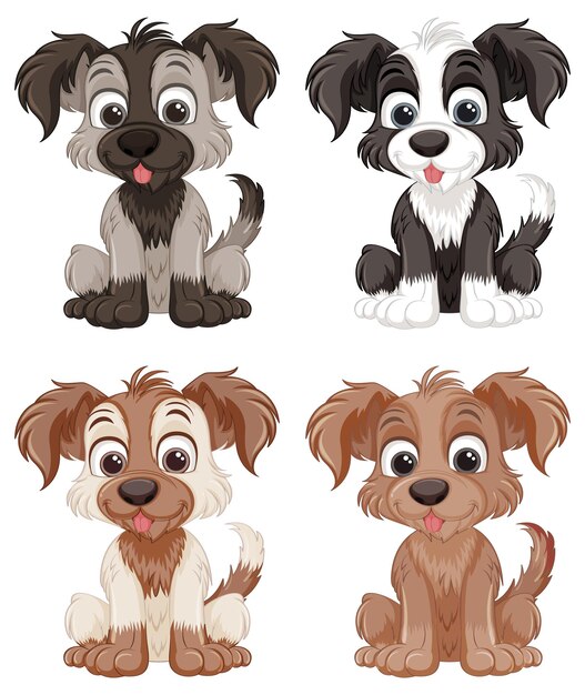 Lindo perro de dibujos animados aislado sentado