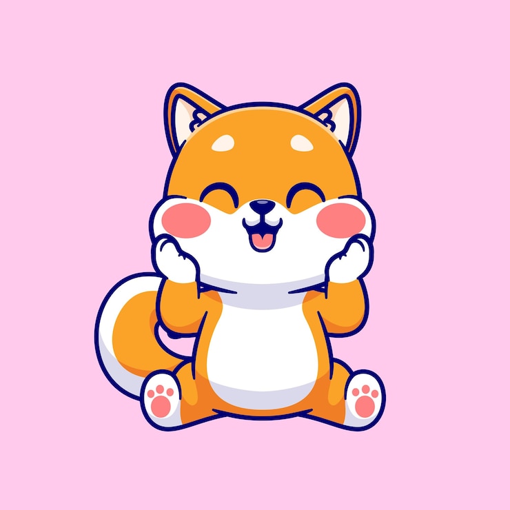 Vector gratuito lindo perro shiba inu con ilustración de icono de vector de dibujos animados de mejilla gordita. naturaleza animal aislada