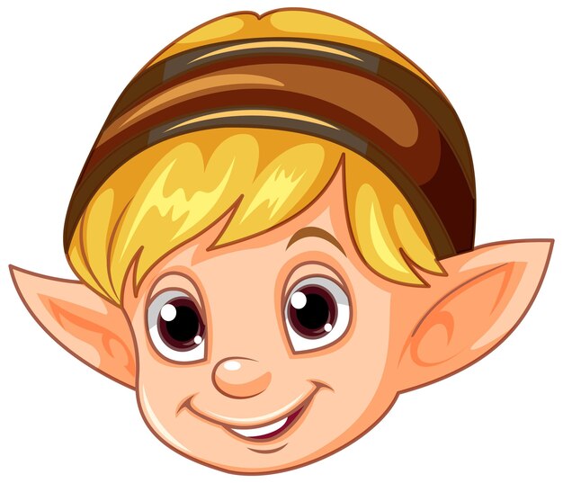 Lindo personaje de dibujos animados de cabeza de elfo