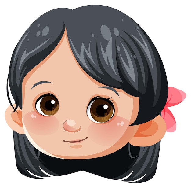 Vector gratuito lindo personaje de dibujos animados de chica asiática