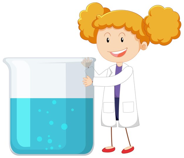 El lindo personaje de dibujos animados de la científica con Beaker