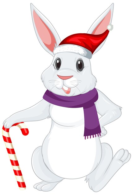 Lindo personaje de dibujos animados de conejo blanco