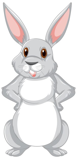 Lindo personaje de dibujos animados de conejo gris