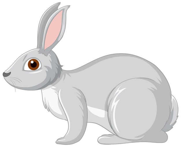 Lindo personaje de dibujos animados de conejo gris