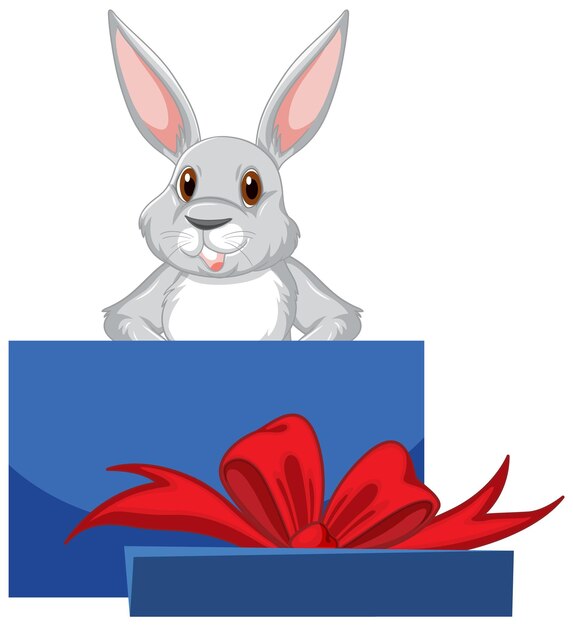 Lindo personaje de dibujos animados de conejo gris