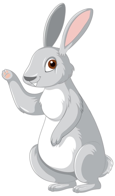 Lindo personaje de dibujos animados de conejo gris