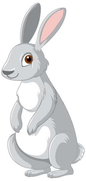Lindo personaje de dibujos animados de conejo gris