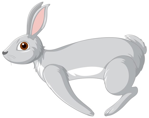 Lindo personaje de dibujos animados de conejo gris