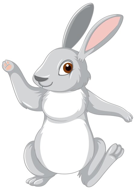 Lindo personaje de dibujos animados de conejo gris