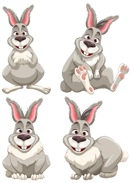 Vector gratuito lindo personaje de dibujos animados de conejo