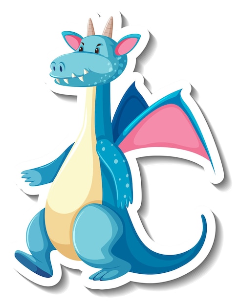 Vector gratuito lindo personaje de dibujos animados de dragón azul pegatina