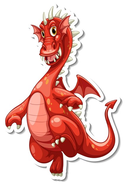 Lindo personaje de dibujos animados de dragón pegatina