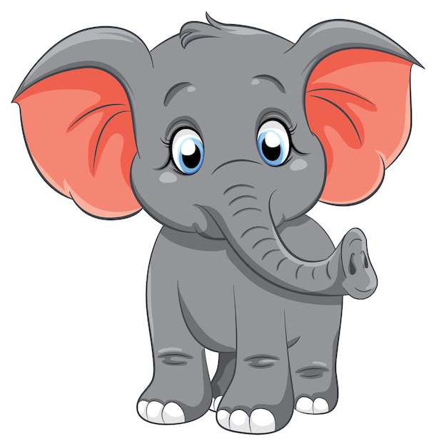 Vector gratuito el lindo personaje de dibujos animados del elefante