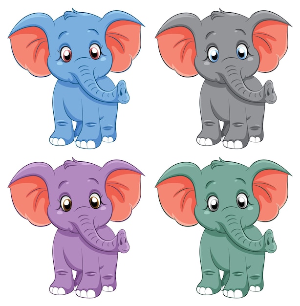 Vector gratuito lindo personaje de dibujos animados de elefante