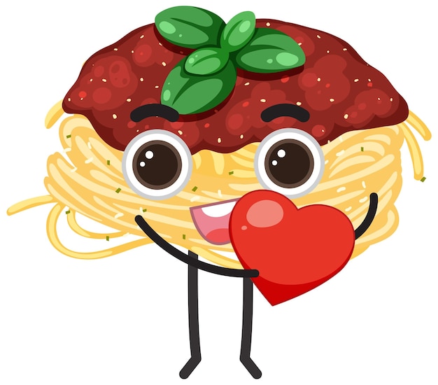 Vector gratuito lindo personaje de dibujos animados de espaguetis