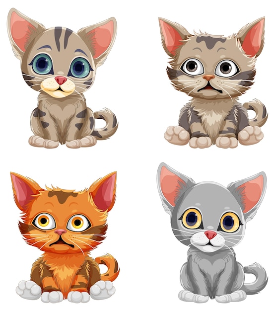 Vector gratuito lindo personaje de dibujos animados de gato