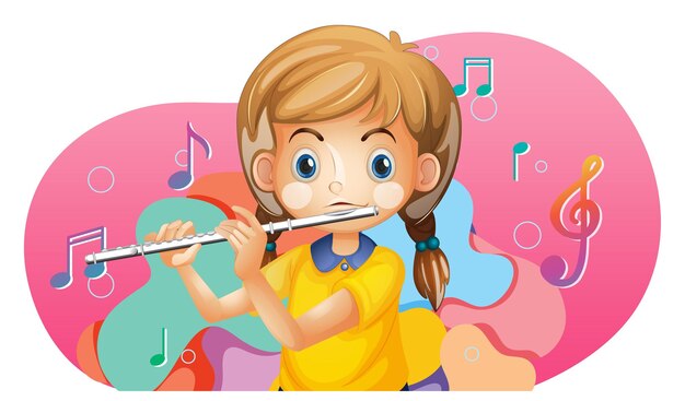 Lindo personaje de dibujos animados con instrumento musical