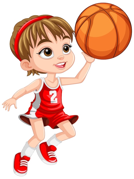 Vector gratuito lindo personaje de dibujos animados de jugador de baloncesto