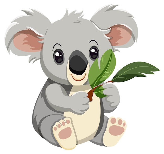 Lindo personaje de dibujos animados de koala aislado