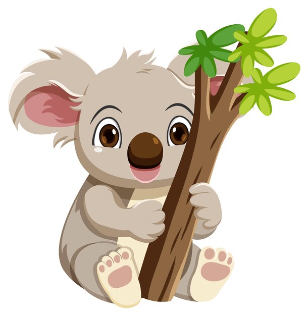 Lindo personaje de dibujos animados de koala aislado
