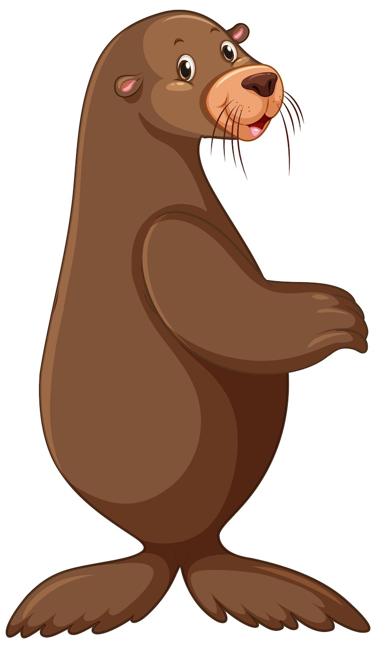 Vector gratuito lindo personaje de dibujos animados de leones marinos