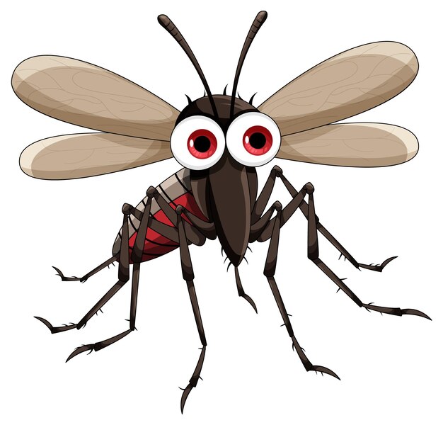 Lindo personaje de dibujos animados de mosquitos volando