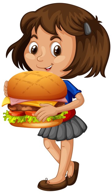 Lindo personaje de dibujos animados de niña
