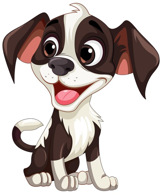 Lindo personaje de dibujos animados de perro sentado
