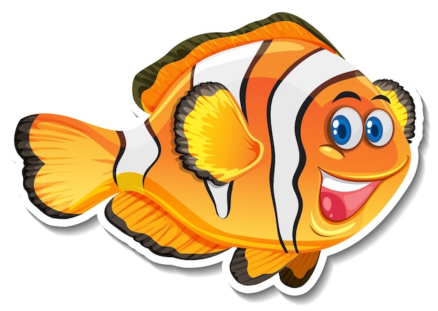Vector gratuito lindo personaje de dibujos animados de pez payaso pegatina