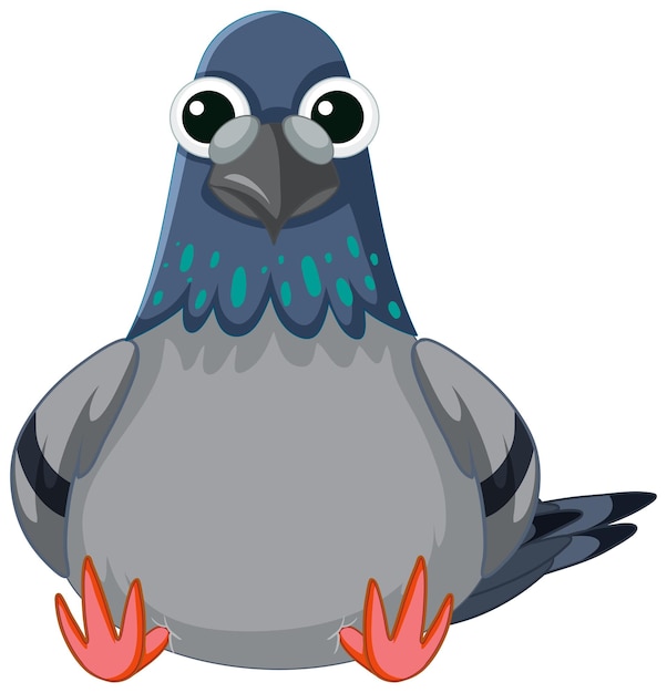 Vector gratuito el lindo personaje de dibujos animados de pigeon bird sentado aislado