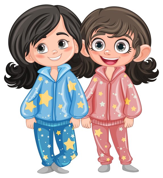 Lindo personaje de dibujos animados en pijama