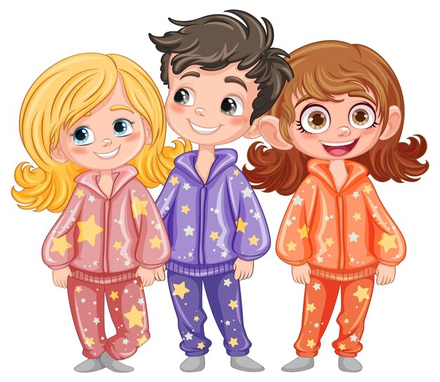 Lindo personaje de dibujos animados en pijama
