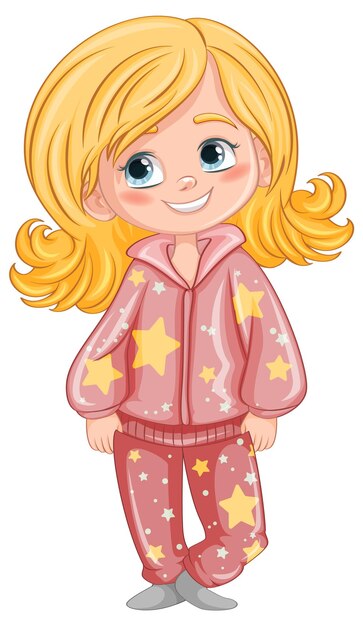 Lindo personaje de dibujos animados en pijama