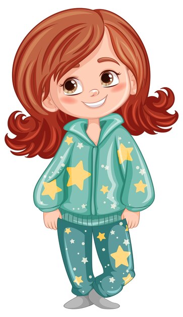 Lindo personaje de dibujos animados en pijama