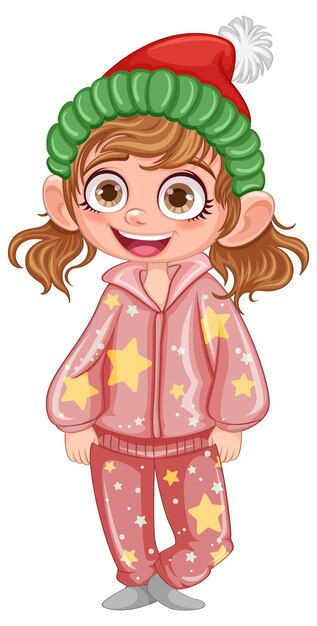 Lindo personaje de dibujos animados en pijama