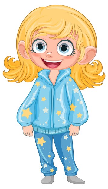 Un lindo personaje de dibujos animados en pijama.